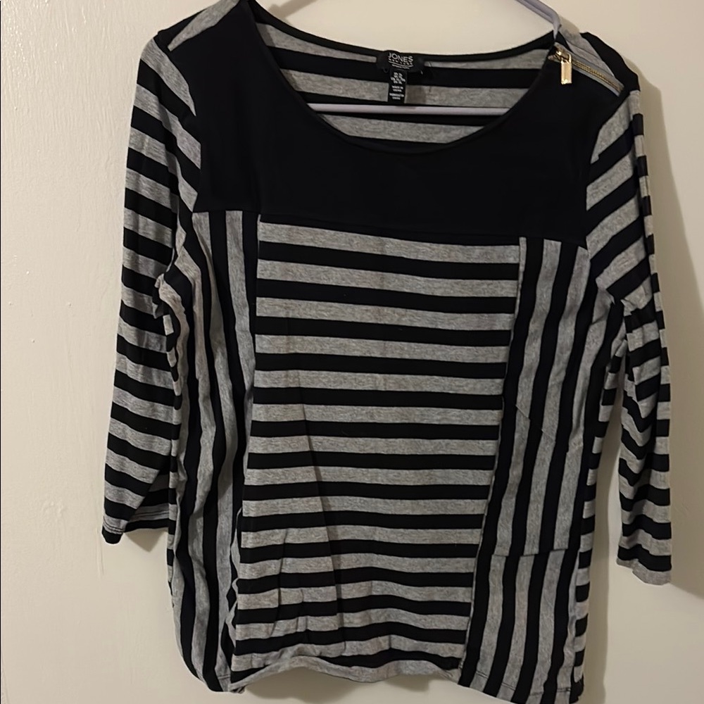 Black and Gray Striped Women's Top
